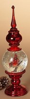 16" LED Cardinal in a Glitter Finial