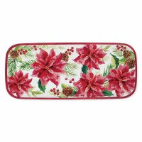 7" x 15" Rectangle Pointsetta Pattern Melamine Tray