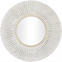 48" Round Distressed White Lines Mirror