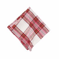 18" Sq Red, Green, and White Plaid Napkin