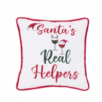 10" Sq "Santa's Real Helpers" Decorative Christmas Pillow