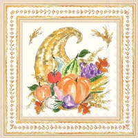 5" Square Cornucopia Beverage Napkins