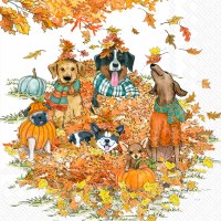 5" Square Autumn Dogs Beverage Napkins