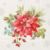 6.5" Square Pointsettia Bouquet Lunch Napkins