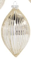 6" Silver Ribbed Glass Diamond Ornament