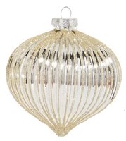 4" Silver Ribbed Glass Onion Ornament