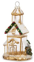 5" Clear and Gold Glass Church Ornament