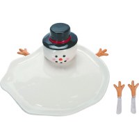 9" Melting Snowman Chip and Dip Dish With Two Spreaders