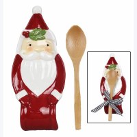 8" Red Ceramic Santa Spoon Rest