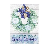 18" x 13" "We Wish You a Beachy Christmas" Shell Wreath Mini Garden Flag