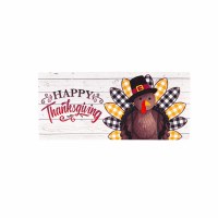 10" x 22" "Happy Thanksgiving" Pilgrim Turkey Sassafras Doormat Insert