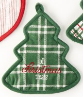 8" "Oh Christmas Trees" Christmas Tree Green Plaid Pot Holder