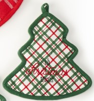 8" "Oh Christmas Trees" Christmas Tree Red Plaid Pot Holder