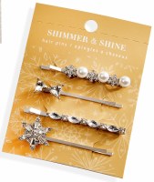 Set of Four Gold Bling Hairpins