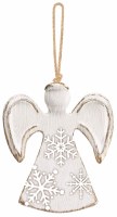 4" Distressed White Polyresin Snowflake Angel Ornament