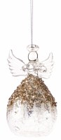 4" Clear and Dark Gold Glass Angel Ornament