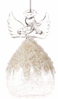 4" Clear and Light Gold Glass Angel Ornament