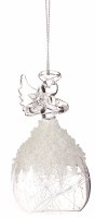 4" Clear and White Glass Angel Ornament