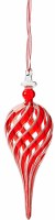 7" Red and Clear Swirl Top Finial Glass Ornament