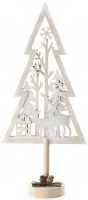 16" Distressed White Openwork Wood Deer Tree