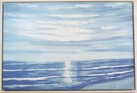 42" x 62" Blue Sunset Coastal Canvas in a White Wash Frame