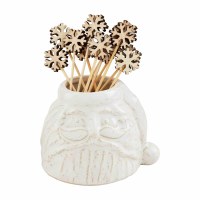 3" White Ceramic Santa Head Toothpick Holder by Mud Pie