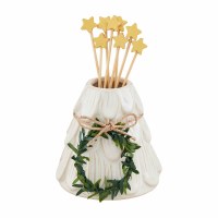 3" White Ceramic Christmas Tree Toothpick Holder by Mud Pie