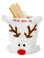 3" Ceramic Deer Body Toothpick Holder by Mud Pie