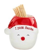 3" Ceramic Santa Head Toothpick Holder by Mud Pie