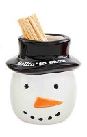 3" Ceramic Snowman Toothpick Holder by Mud Pie