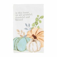 26" x 16" "In This Home We Are Grateful, Thankful, and Blessed" Multipastel Pumpkins Kitchen Towel by Mud Pie