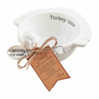 5" White Ceramic Turkey Bowl With a Spoon by Mud Pie
