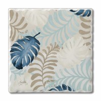 Set of Four Square Blue Havana Palm Coasters