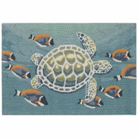 1.8' x 2.6' Turtle and Fish Indoor/Outdoor Rug