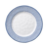 9" Round Blue Seersucker Stripe Salad Plate