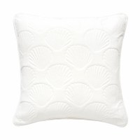 18" Sq White Scallop Shells Velvet Coastal Decorative Pillow