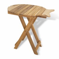 19" Teak Fish Folding End Table