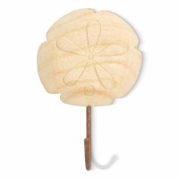 9" Bleached Wood Sand Dollar Single Hook Coastal Wall Art Plaque