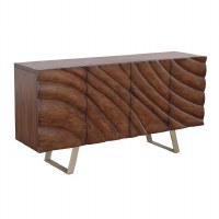 60" Brown Four Door Curves Credenza