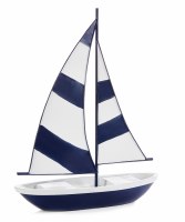 14" Dark Blue and White Sailboat Figurine