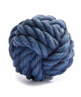 4" Dark Blue Faux Rope Polyresin Orb