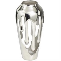15" Silver Drip Openwork Metal Vase