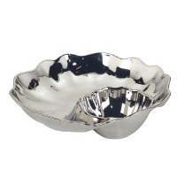 12" Silver Shell Shpae Chip and Dip Dish