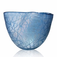 8" Blue Lines Glass Vase