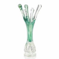 12" Blue and Green Glass Splash Vase