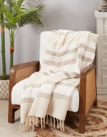 60" x 50" Natural Stripe Throw Blanket