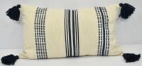 12" x 20" Navy and Cream Stripe Pattern Decorative Pillow