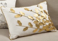12" x 18" Gold Holly Decorative Christmas Pillow