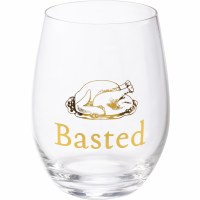 15 Oz "Basted" Cooked Turkey Stemless Wine Glass