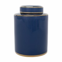 11" Navy and Gold Jar With a Lid